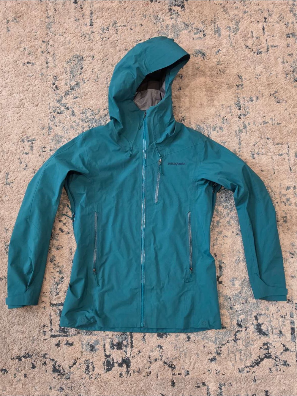 Patagonia Teal Hooded Raincoat for Men